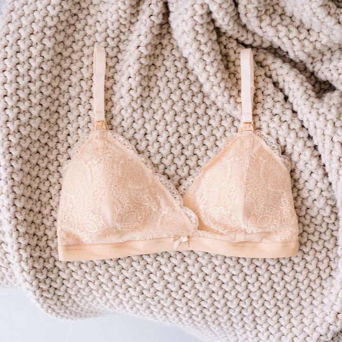 lacy gorgeous nude nursing bralette bra oh la lari
