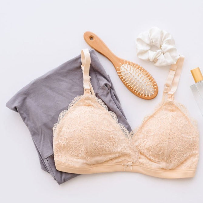 styled nursing bra nude grey maternity legging perfume
