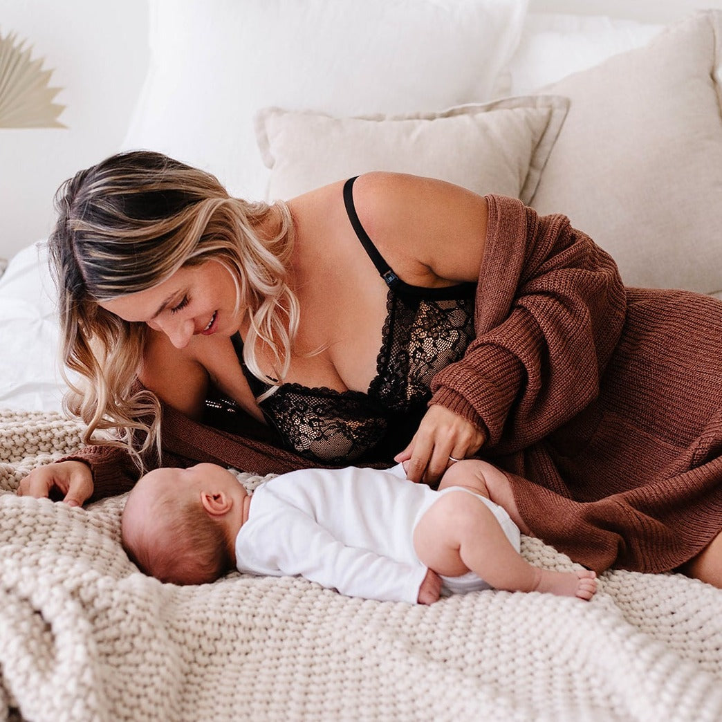 ooh la la nursing bralette bra mom with baby