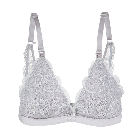 French Grey Lace Nursing Bralette 2.0
